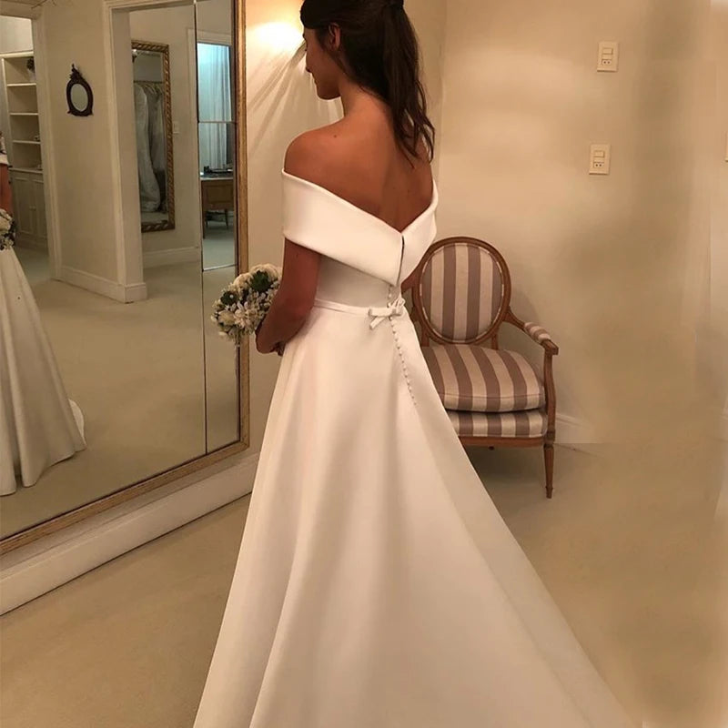 Satin Off the Shoulder Bridal Gown