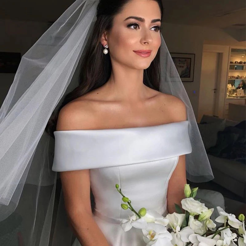 Satin Off the Shoulder Bridal Gown