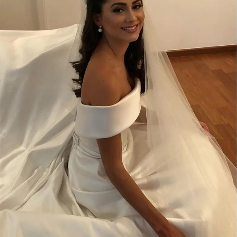 Satin Off the Shoulder Bridal Gown