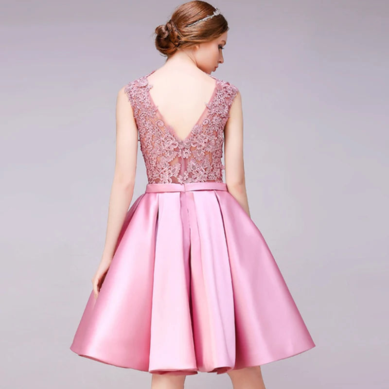 Backless A-Line Lace Party Dress