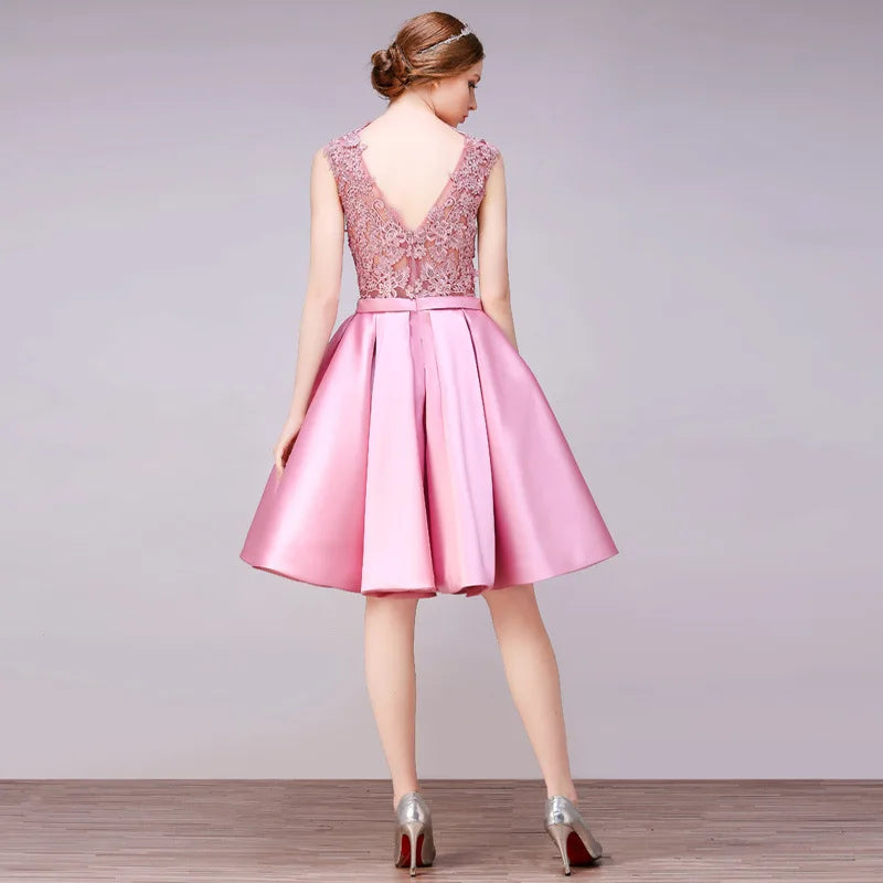 Backless A-Line Lace Party Dress