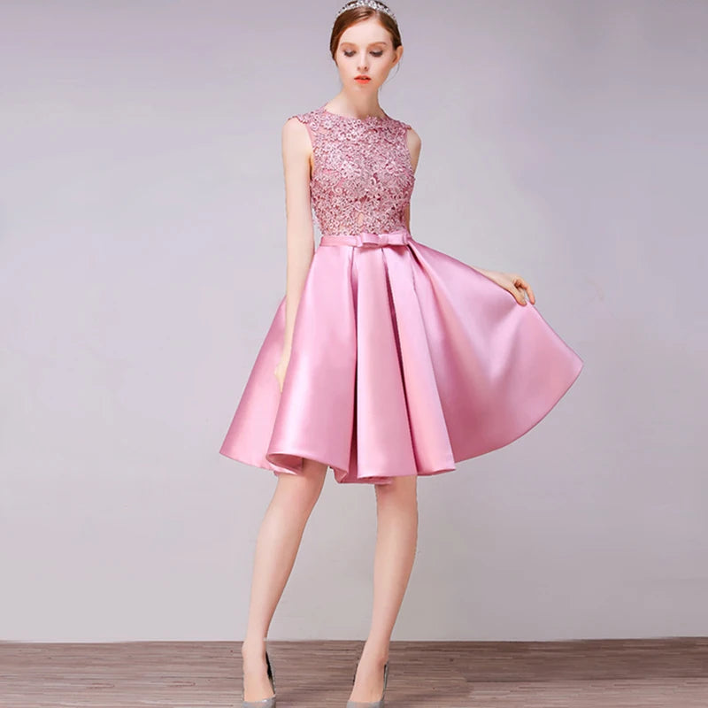 Backless A-Line Lace Party Dress