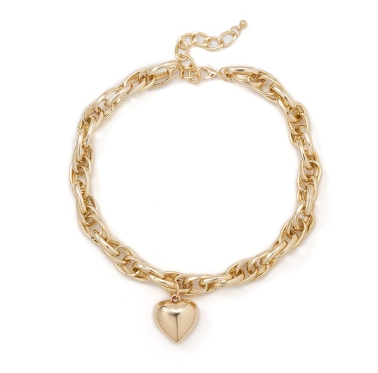Puffy Heart Chunky Chain Necklace