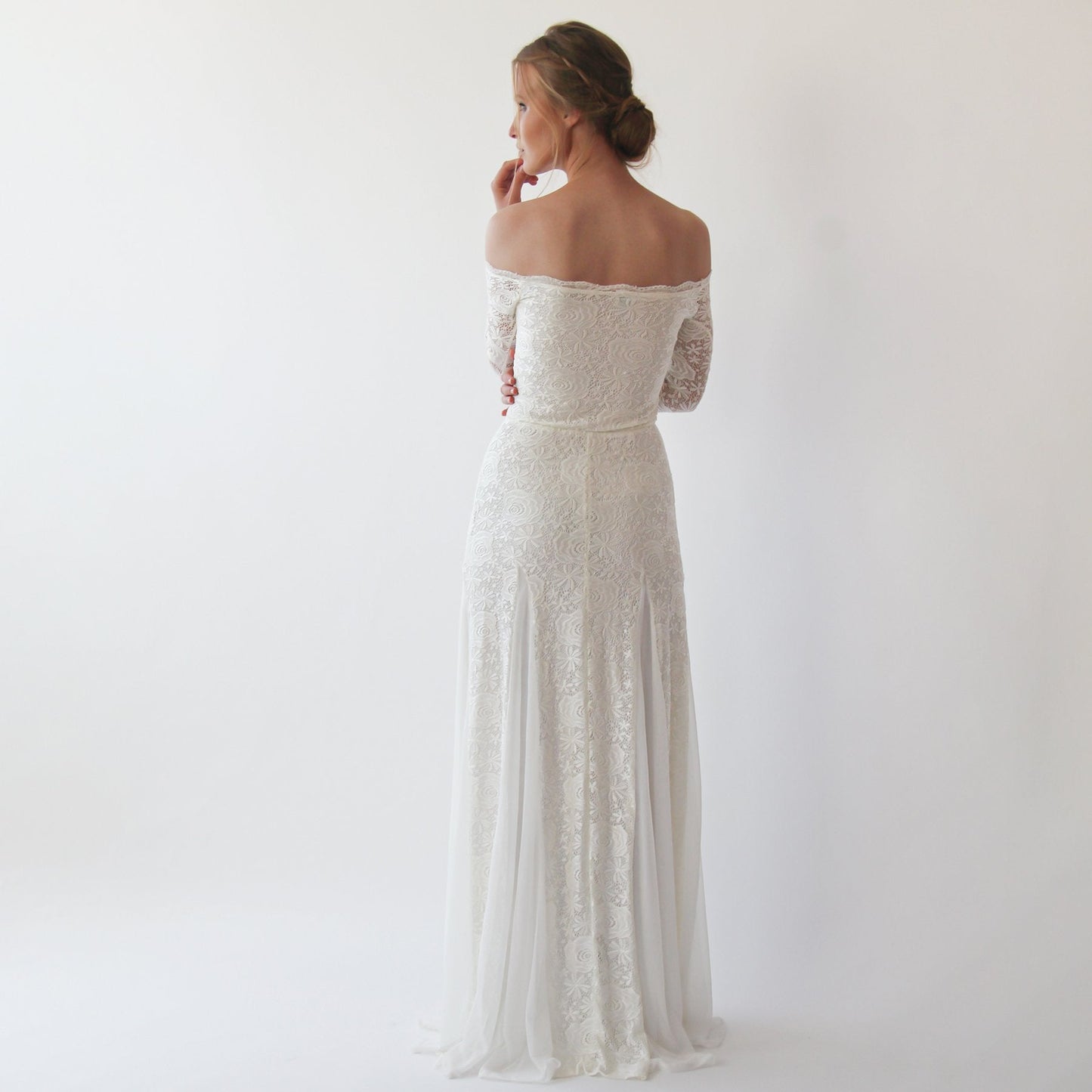 Ivory Off Shoulder Maxi Wedding Dress