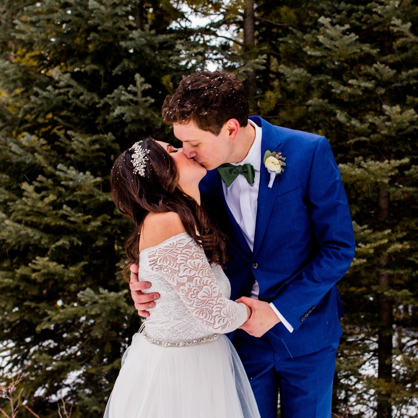 Ivory Off The Shoulder Lace & Tulle Wedding Dress With Train