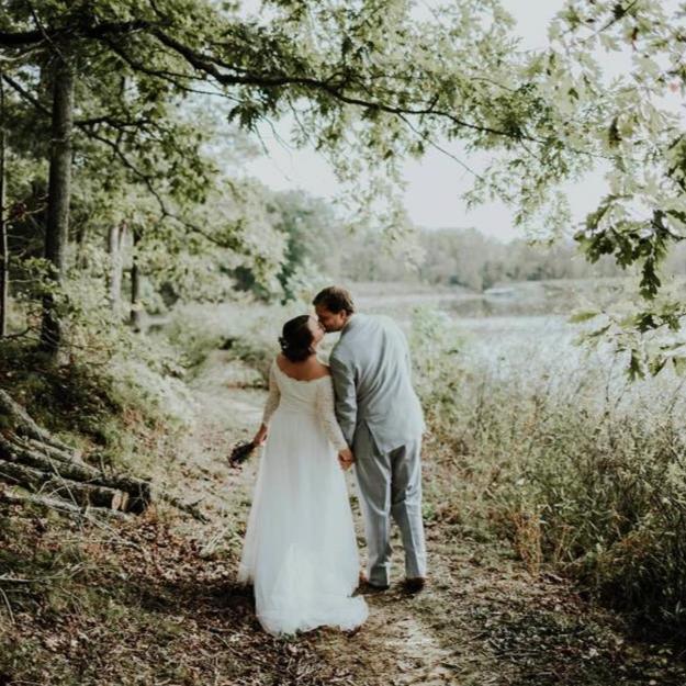 Ivory Off The Shoulder Lace & Tulle Wedding Dress With Train