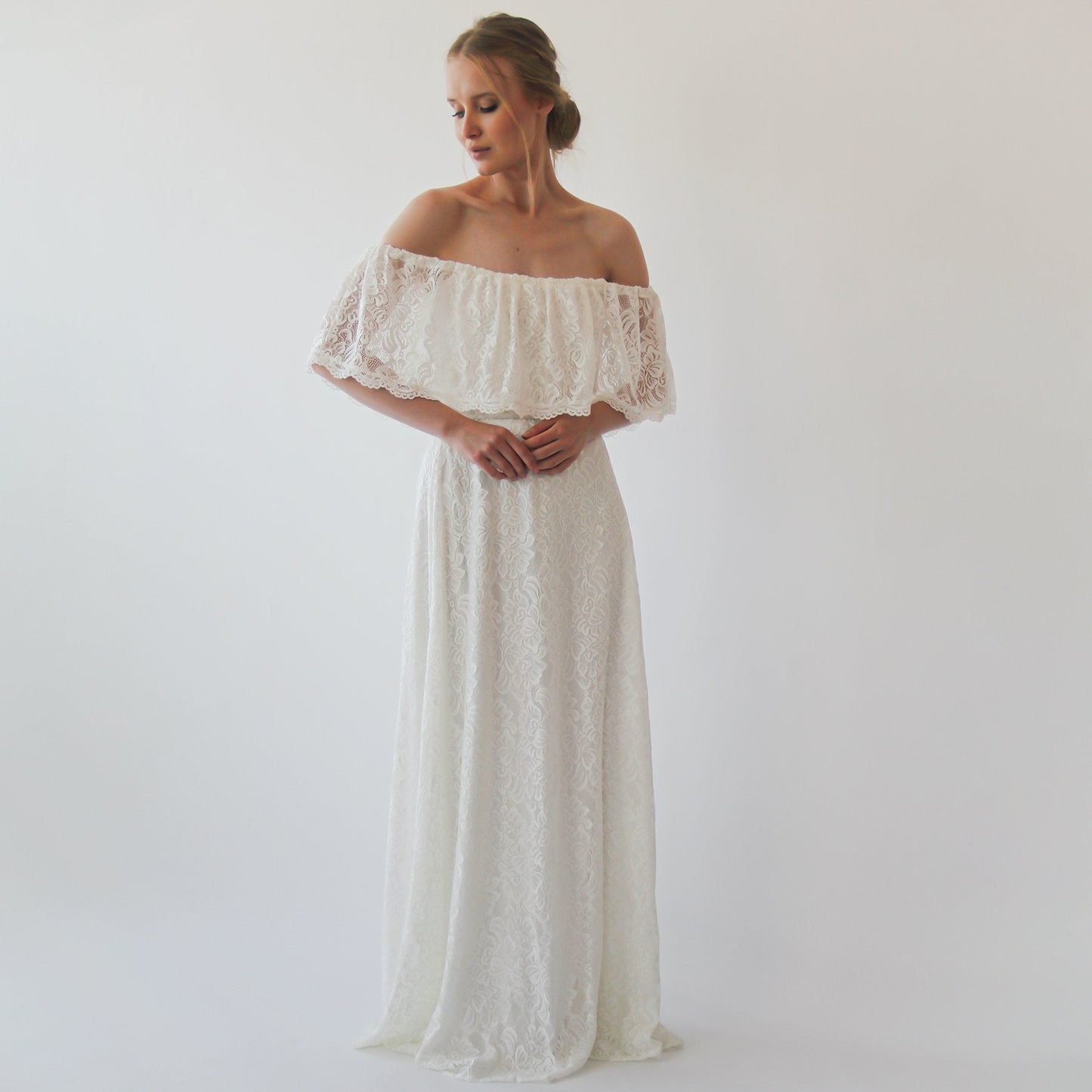 Boho Lace Off-Shoulder Pink Dress
