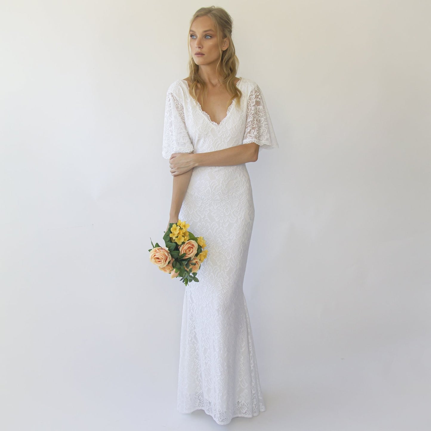Bohemian Wedding Dress With Butterfly Sleeves