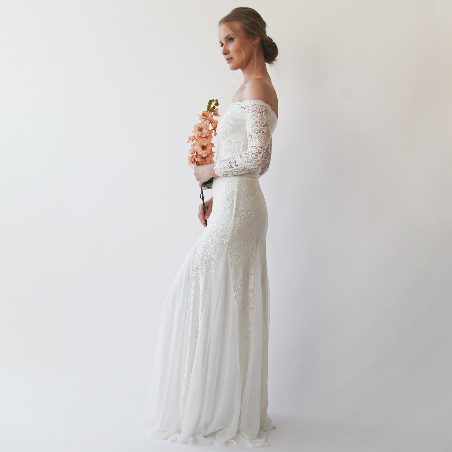 Ivory Off Shoulder Maxi Wedding Dress