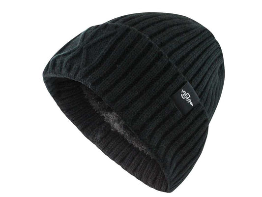 Black Plush Insulated Wool Hat