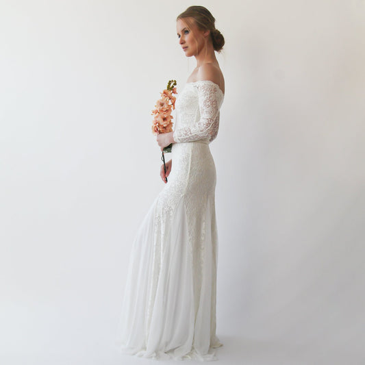 Ivory Off Shoulder Maxi Wedding Dress
